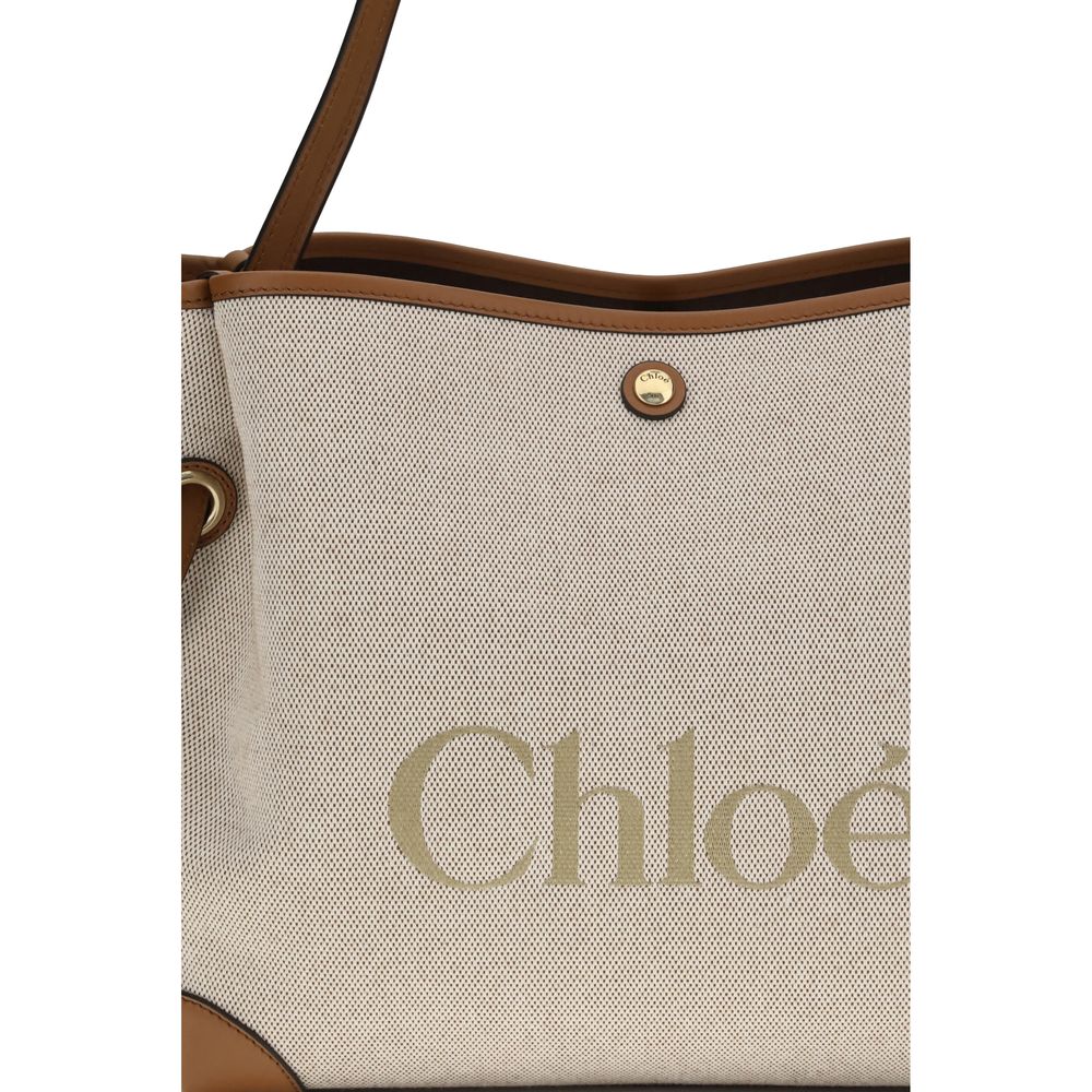 Chloé Beige Cotton Canvas Clover Tote Bag