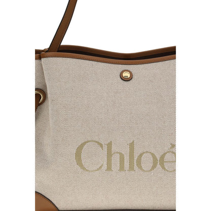 Chloé Beige Cotton Canvas Clover Tote Bag