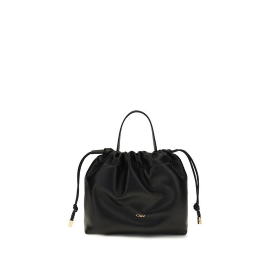 Chloé Black Lamb Leather Icons Mini Drawstring Shoulder Bag