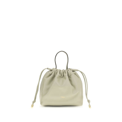 Chloé Gray Lamb Leather Icons Mini Drawstring Shoulder Bag
