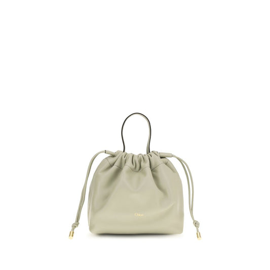 Chloé Gray Lamb Leather Icons Mini Drawstring Shoulder Bag
