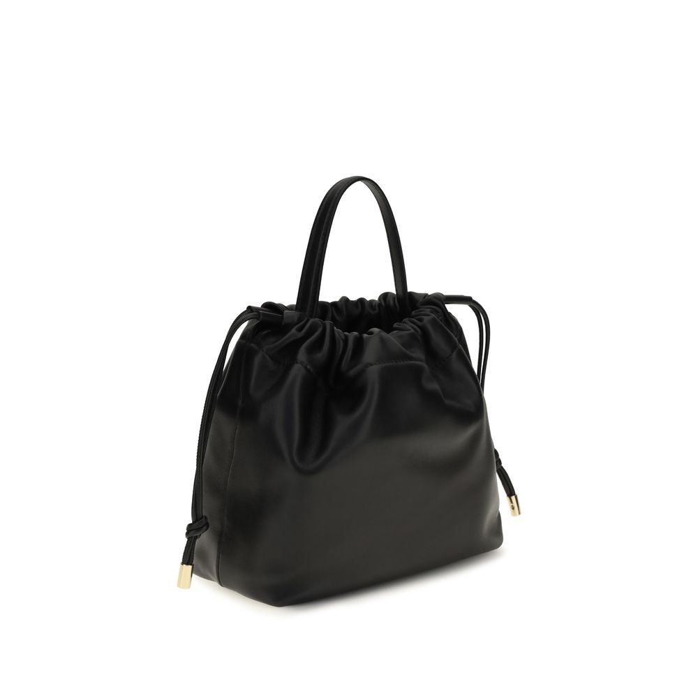 Chloé Black Lamb Leather Icons Mini Drawstring Shoulder Bag