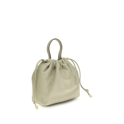 Chloé Gray Lamb Leather Icons Mini Drawstring Shoulder Bag
