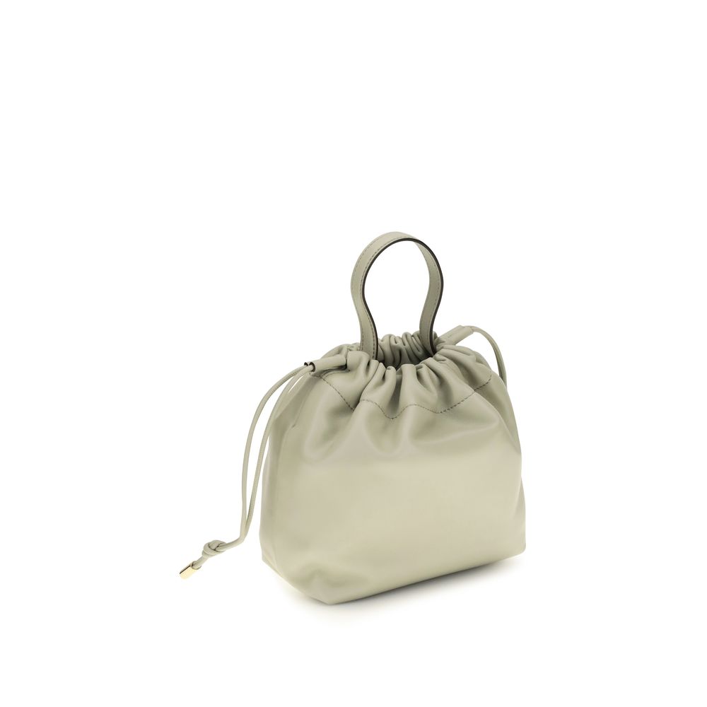 Chloé Gray Lamb Leather Icons Mini Drawstring Shoulder Bag