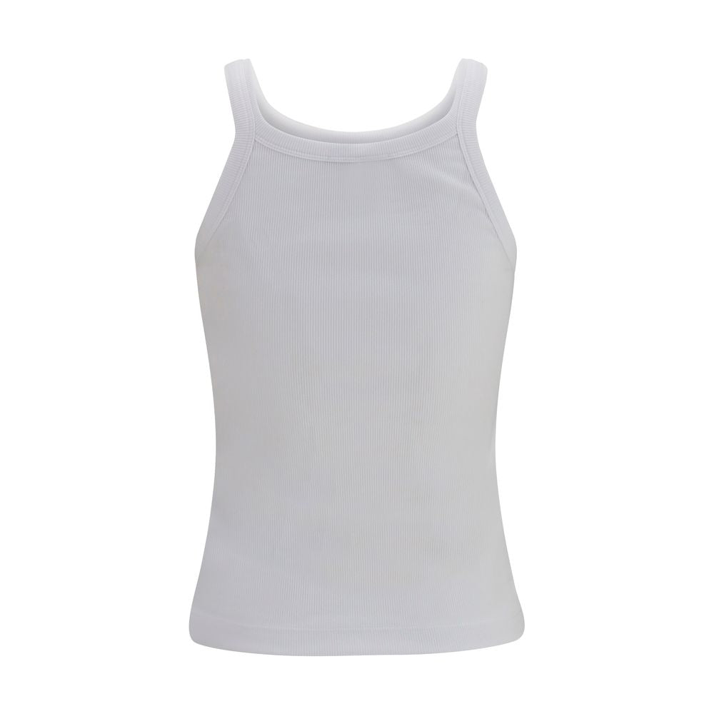 Fendi White Cotton Ribbed Tank Top