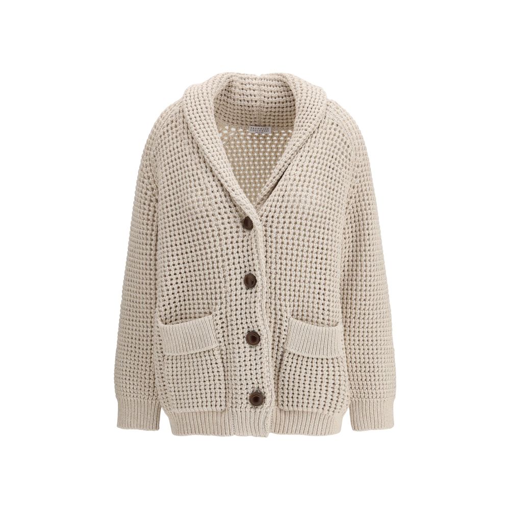 Brunello Cucinelli Beige Cotton Cardigan - Women's M