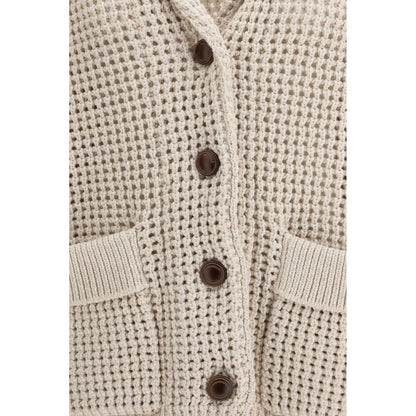 Brunello Cucinelli Beige Cotton Cardigan - Women's M