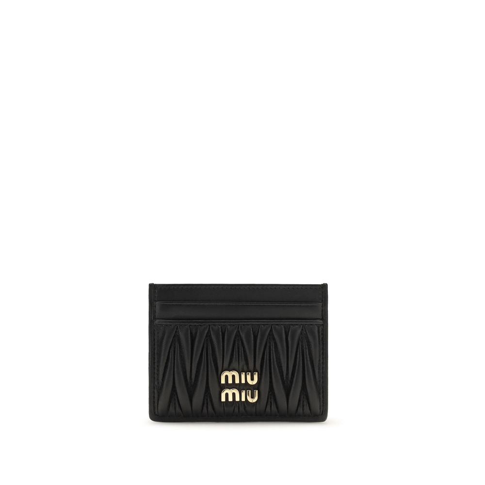 Miu Miu Black Lamb Matelassé Nappa Leather Card Holder