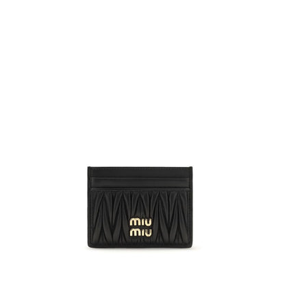 Miu Miu Black Lamb Matelassé Nappa Leather Card Holder