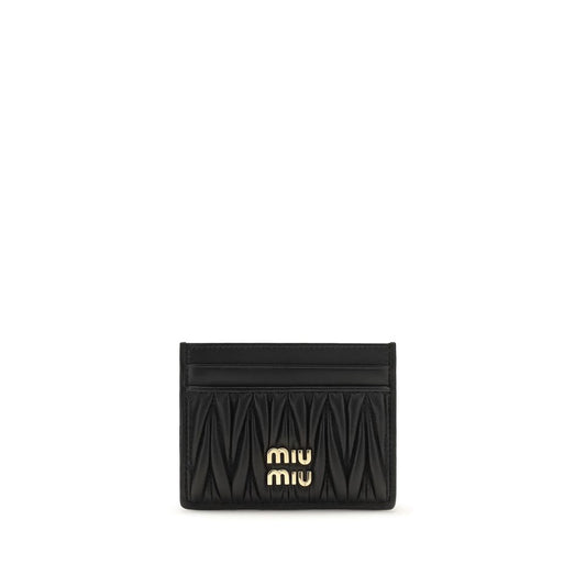 Miu Miu Black Lamb Matelassé Nappa Leather Card Holder