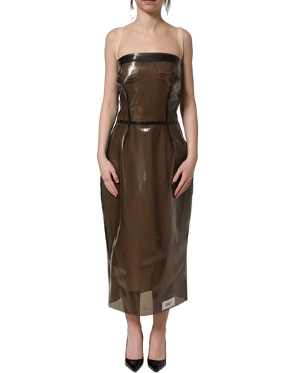 Dolce & Gabbana Brown Transparent Vinyl Sheath Midi Dress
