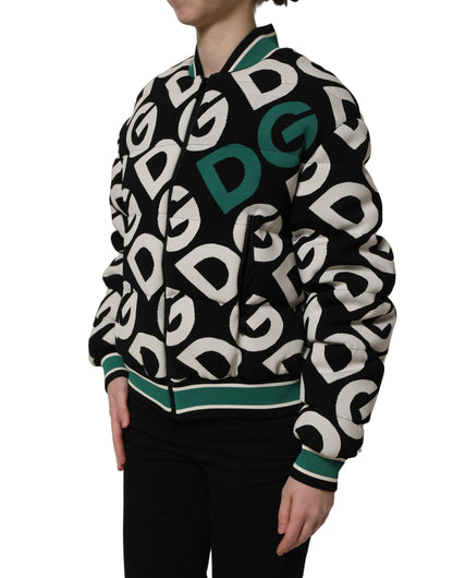 Dolce & Gabbana Multicolor All-Over Logo Full Zip Bomber Jacket