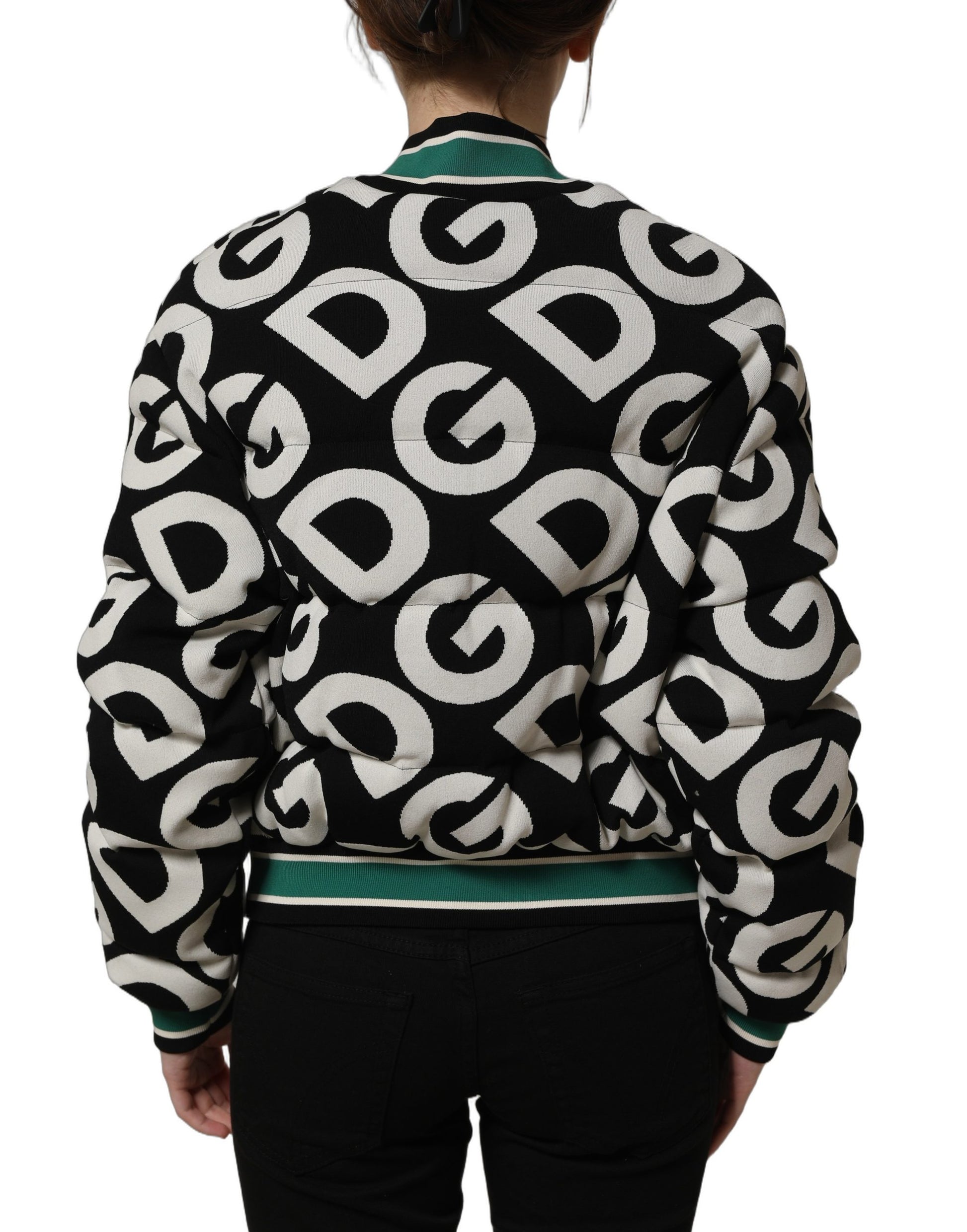 Dolce & Gabbana Multicolor All-Over Logo Full Zip Bomber Jacket