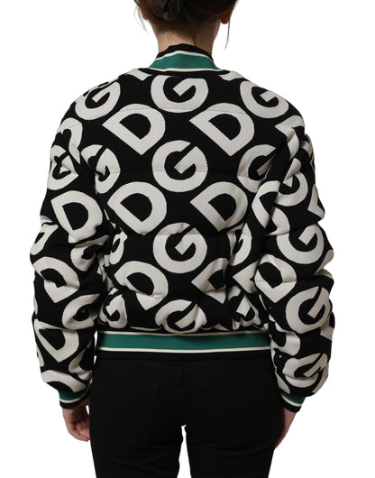 Dolce & Gabbana Multicolor All-Over Logo Full Zip Bomber Jacket