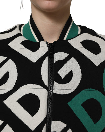 Dolce & Gabbana Multicolor All-Over Logo Full Zip Bomber Jacket