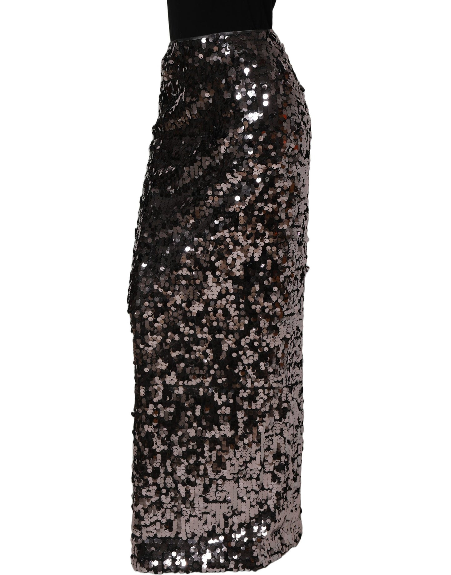 Dolce & Gabbana Brown Sequinned Embellished Pencil Cut Skirt