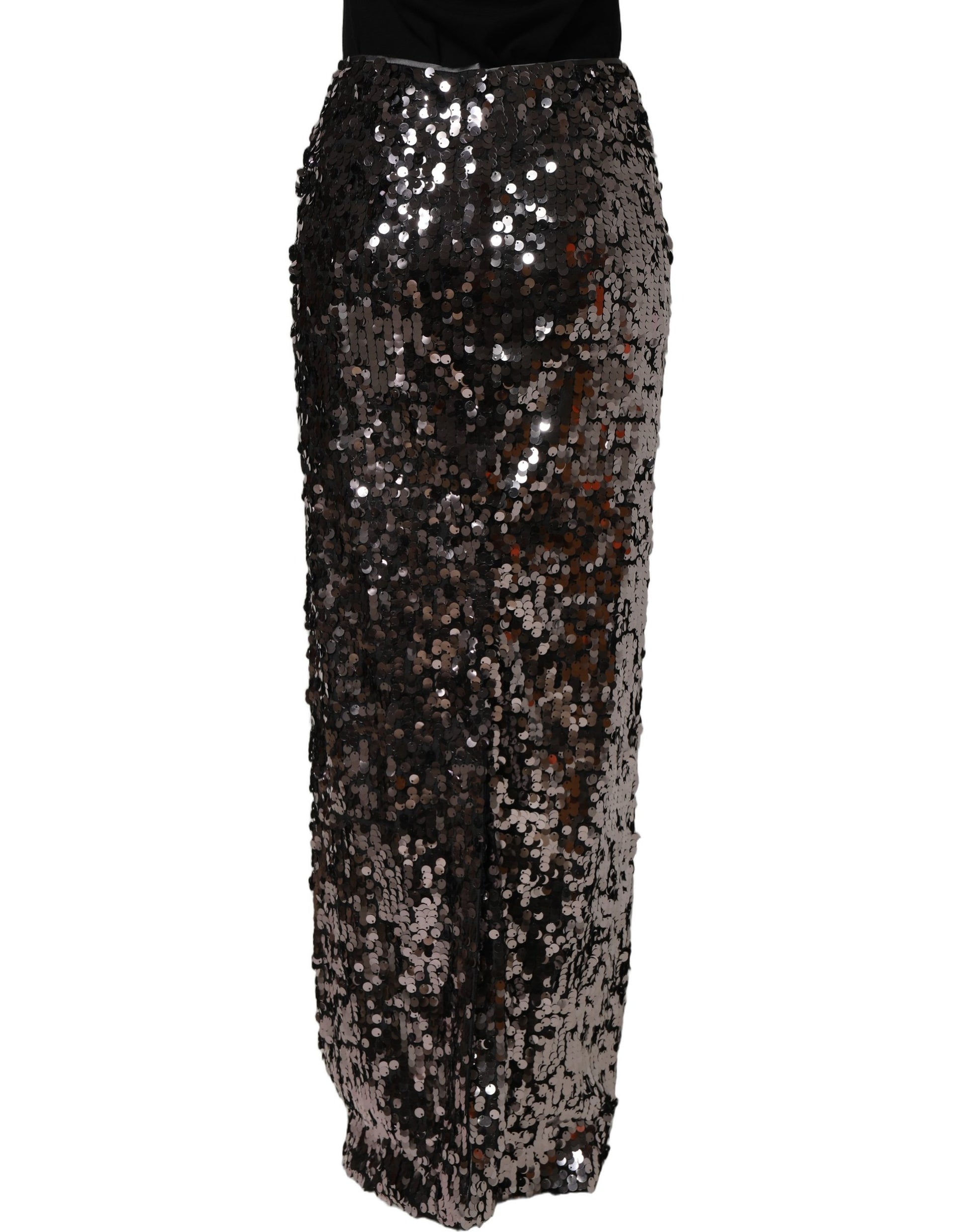 Dolce & Gabbana Brown Sequinned Embellished Pencil Cut Skirt