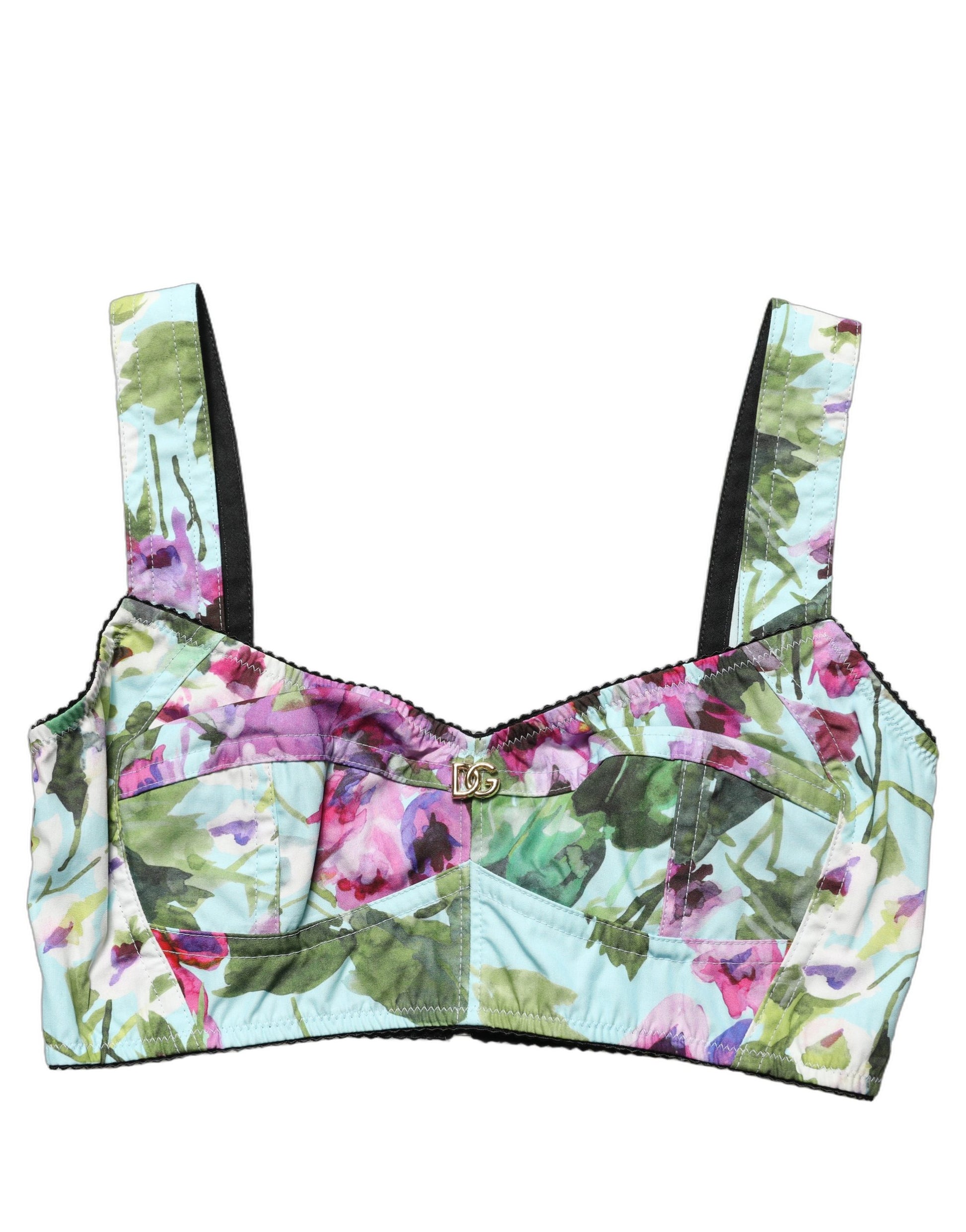 Dolce & Gabbana Bluebell-Print Poplin Corset Crop Top
