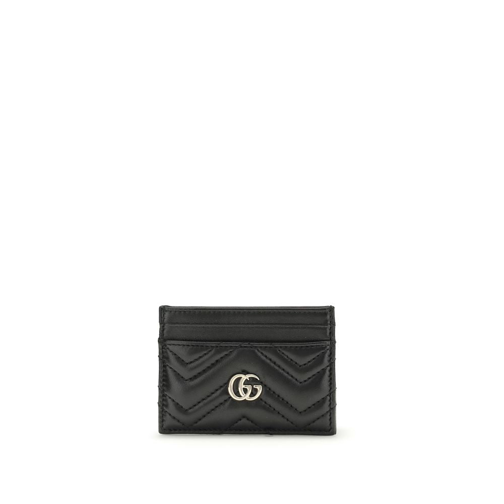 Gucci Black Lamb Leather GG Marmont Card Holder Wallet