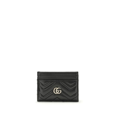 Gucci Black Lamb Leather GG Marmont Card Holder Wallet
