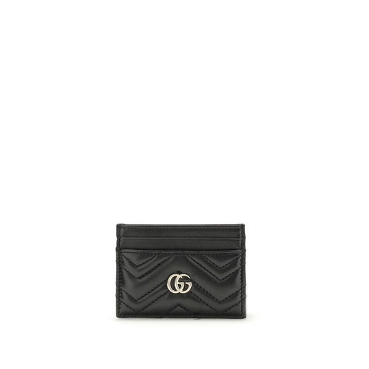 Gucci Black Lamb Leather GG Marmont Card Holder Wallet