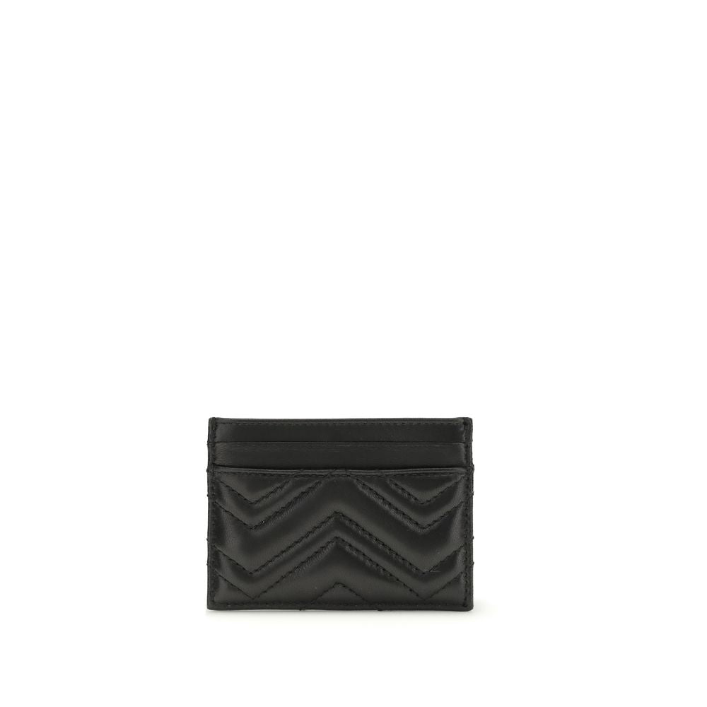 Gucci Black Lamb Leather GG Marmont Card Holder Wallet
