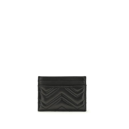 Gucci Black Lamb Leather GG Marmont Card Holder Wallet