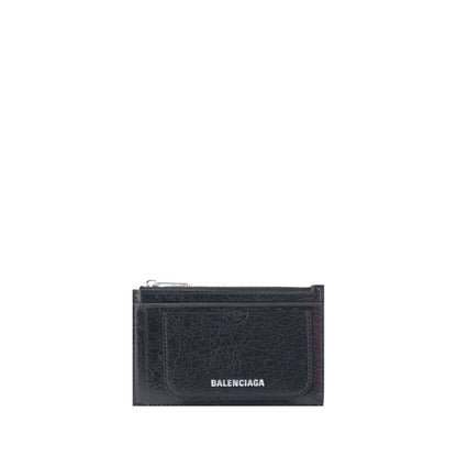 Balenciaga Black Lambskin Leather Superbusy Long Coin & Card Holder