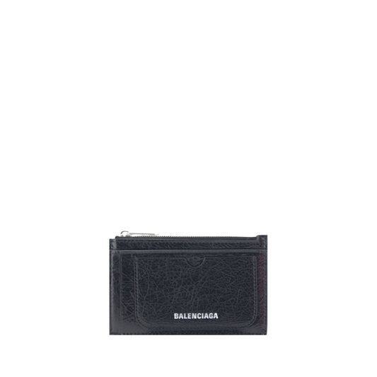 Balenciaga Black Lambskin Leather Superbusy Long Coin & Card Holder