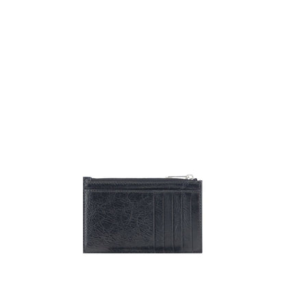 Balenciaga Black Lambskin Leather Superbusy Long Coin & Card Holder