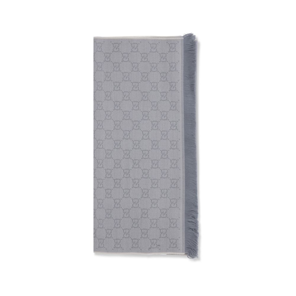 Gucci Gray GG Supreme Wool Scarf