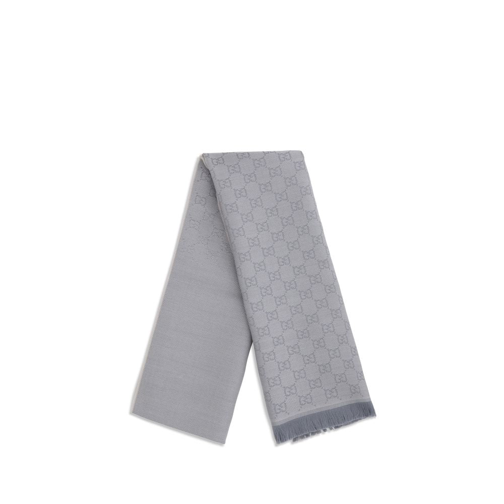 Gucci Gray GG Supreme Wool Scarf