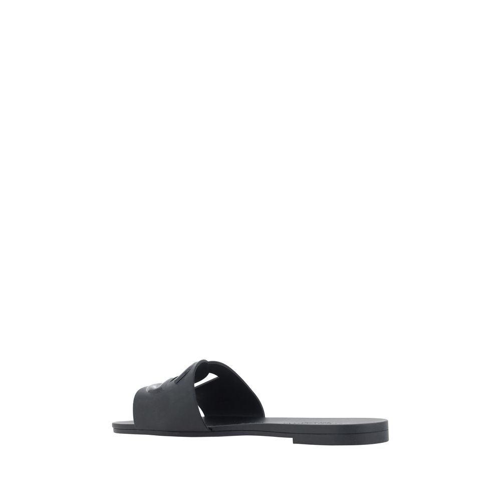 Dolce & Gabbana Black Rubber Flat Interlocking DG Sandals