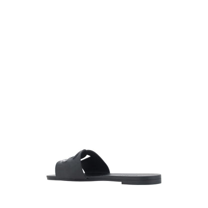Dolce & Gabbana Black Rubber Flat Interlocking DG Sandals