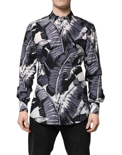 Dolce & Gabbana Multicolor GOLD Line Cotton Banana Leaf Print Shirt