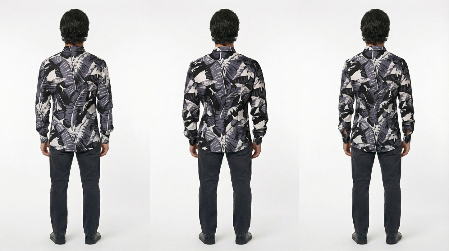 Dolce & Gabbana Multicolor GOLD Line Cotton Banana Leaf Print Shirt