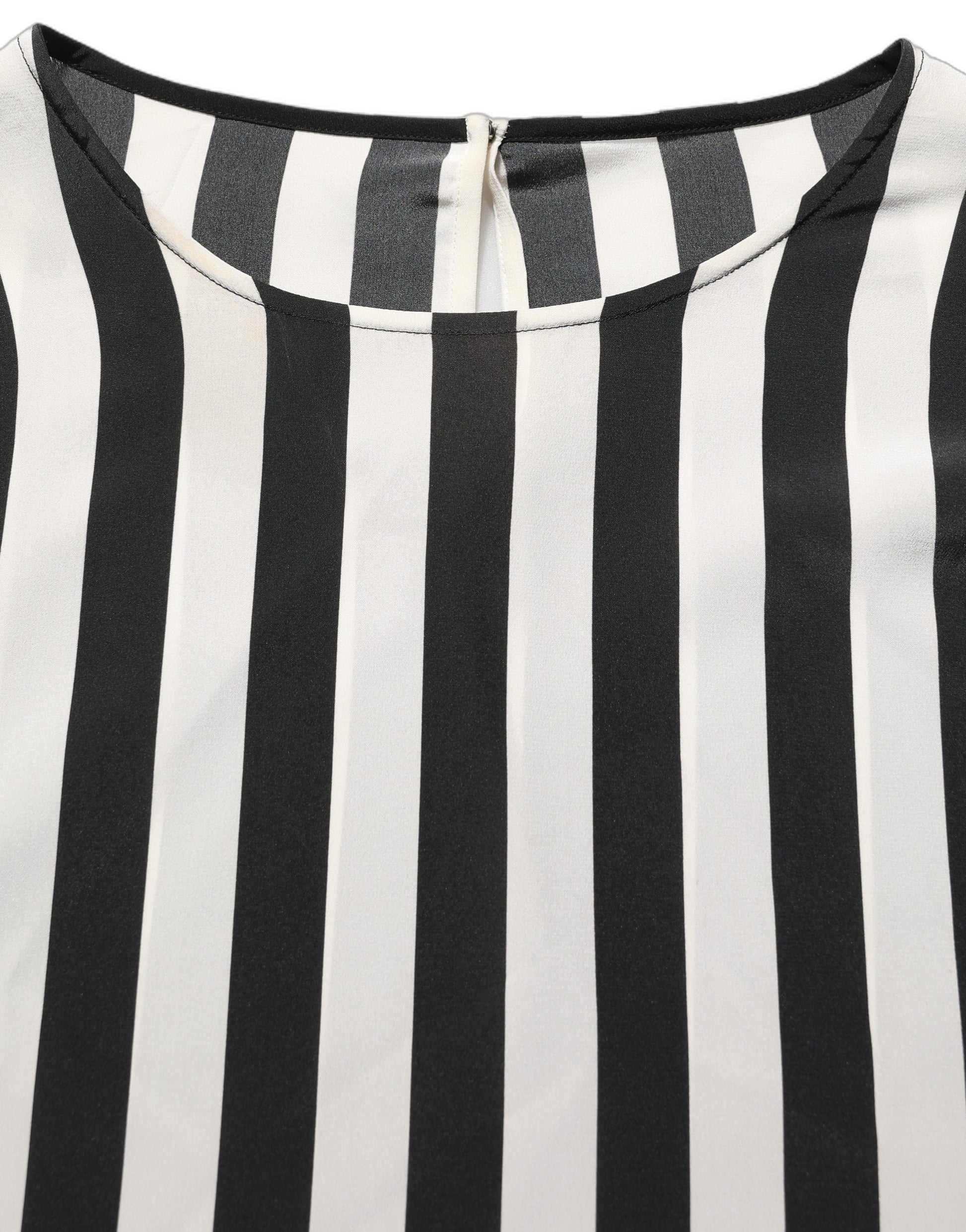 Dolce & Gabbana Black White Stripes Round Neck Blouse Top