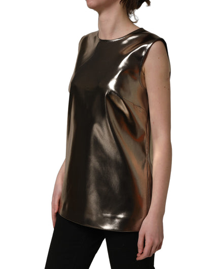 Dolce & Gabbana Metallic Bronze Roundneck Sleeveless Tank Top