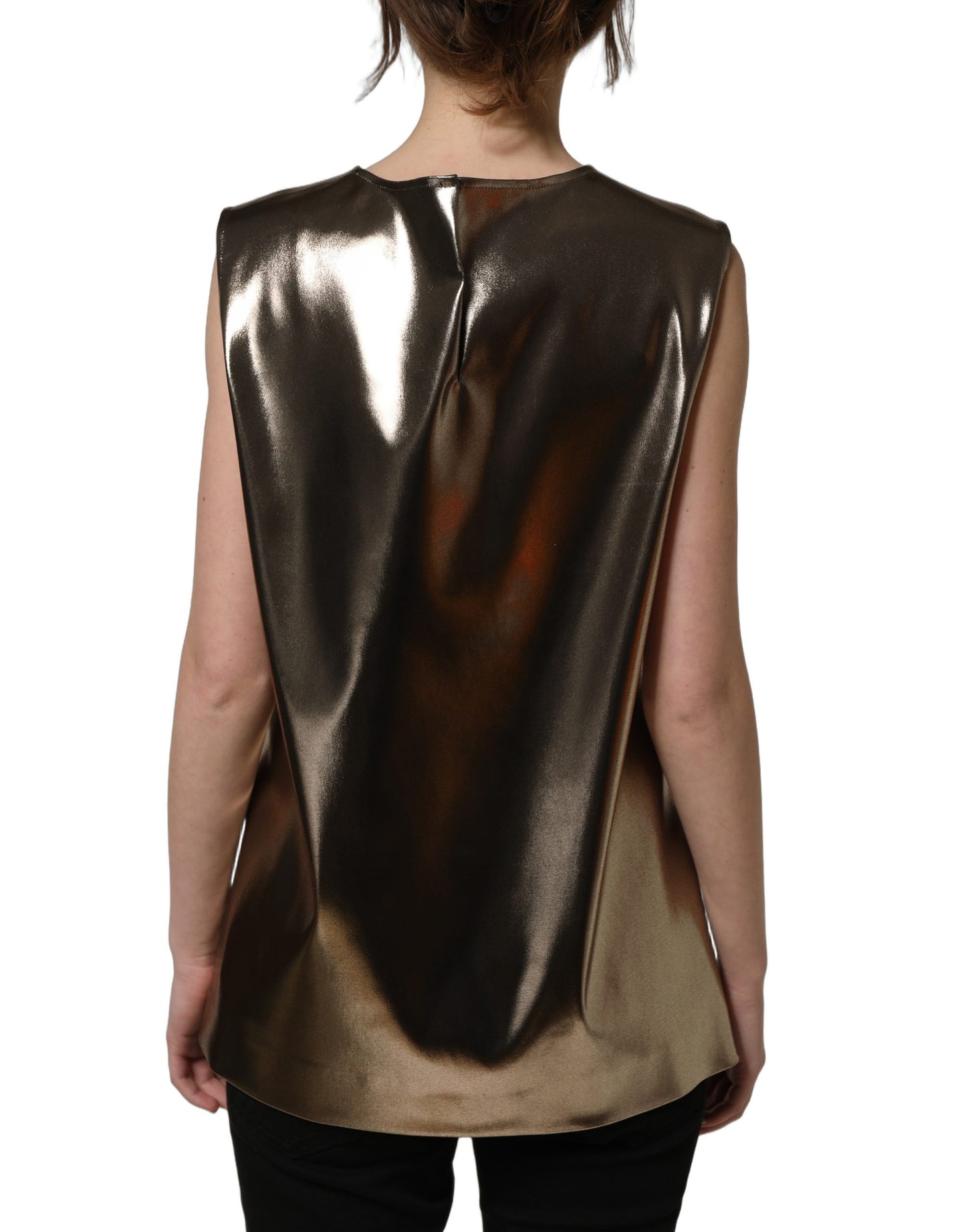 Dolce & Gabbana Metallic Bronze Roundneck Sleeveless Tank Top