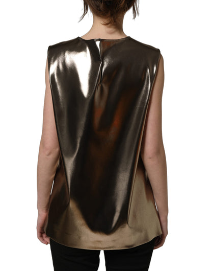 Dolce & Gabbana Metallic Bronze Roundneck Sleeveless Tank Top
