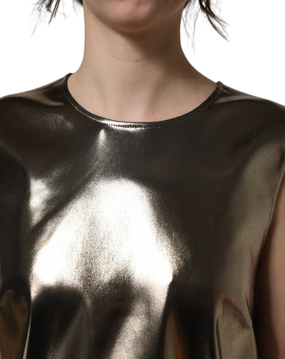 Dolce & Gabbana Metallic Bronze Roundneck Sleeveless Tank Top
