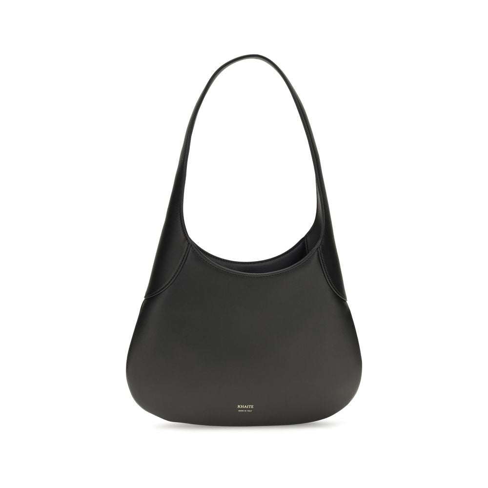 Khaite Black Calf Leather Bos Taurus Joan Hobo Shoulder Bag