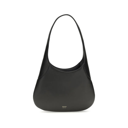 Khaite Black Calf Leather Bos Taurus Joan Hobo Shoulder Bag