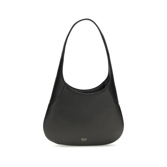 Khaite Black Calf Leather Bos Taurus Joan Hobo Shoulder Bag