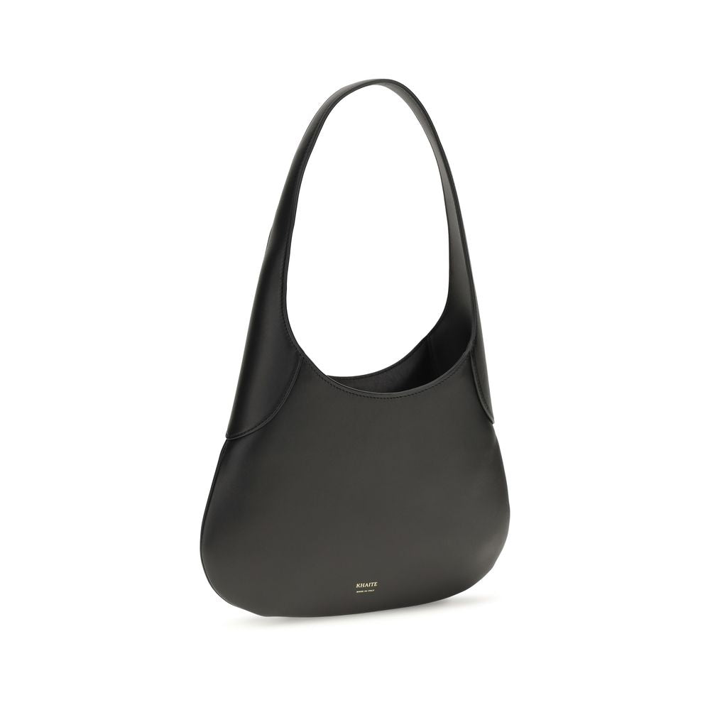 Khaite Black Calf Leather Bos Taurus Joan Hobo Shoulder Bag