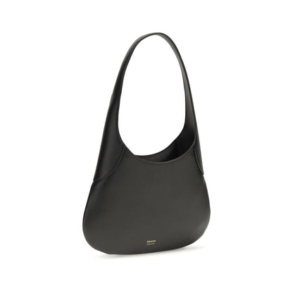 Khaite Black Calf Leather Bos Taurus Joan Hobo Shoulder Bag