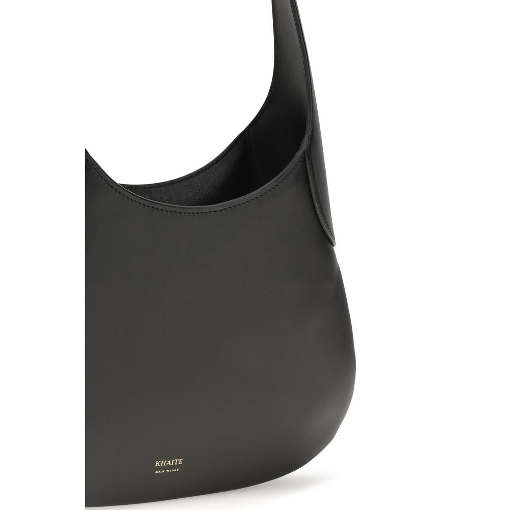 Khaite Black Calf Leather Bos Taurus Joan Hobo Shoulder Bag