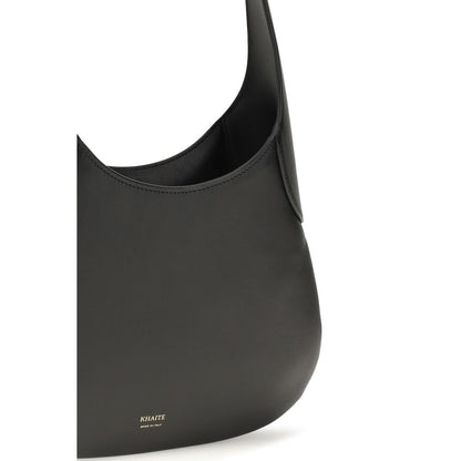 Khaite Black Calf Leather Bos Taurus Joan Hobo Shoulder Bag