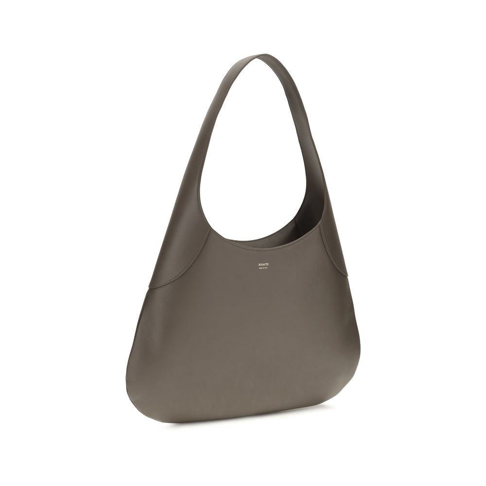Khaite Gray Calf Leather Bos Taurus Joan Hobo Shoulder Bag