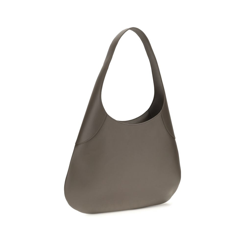 Khaite Gray Calf Leather Bos Taurus Joan Hobo Shoulder Bag